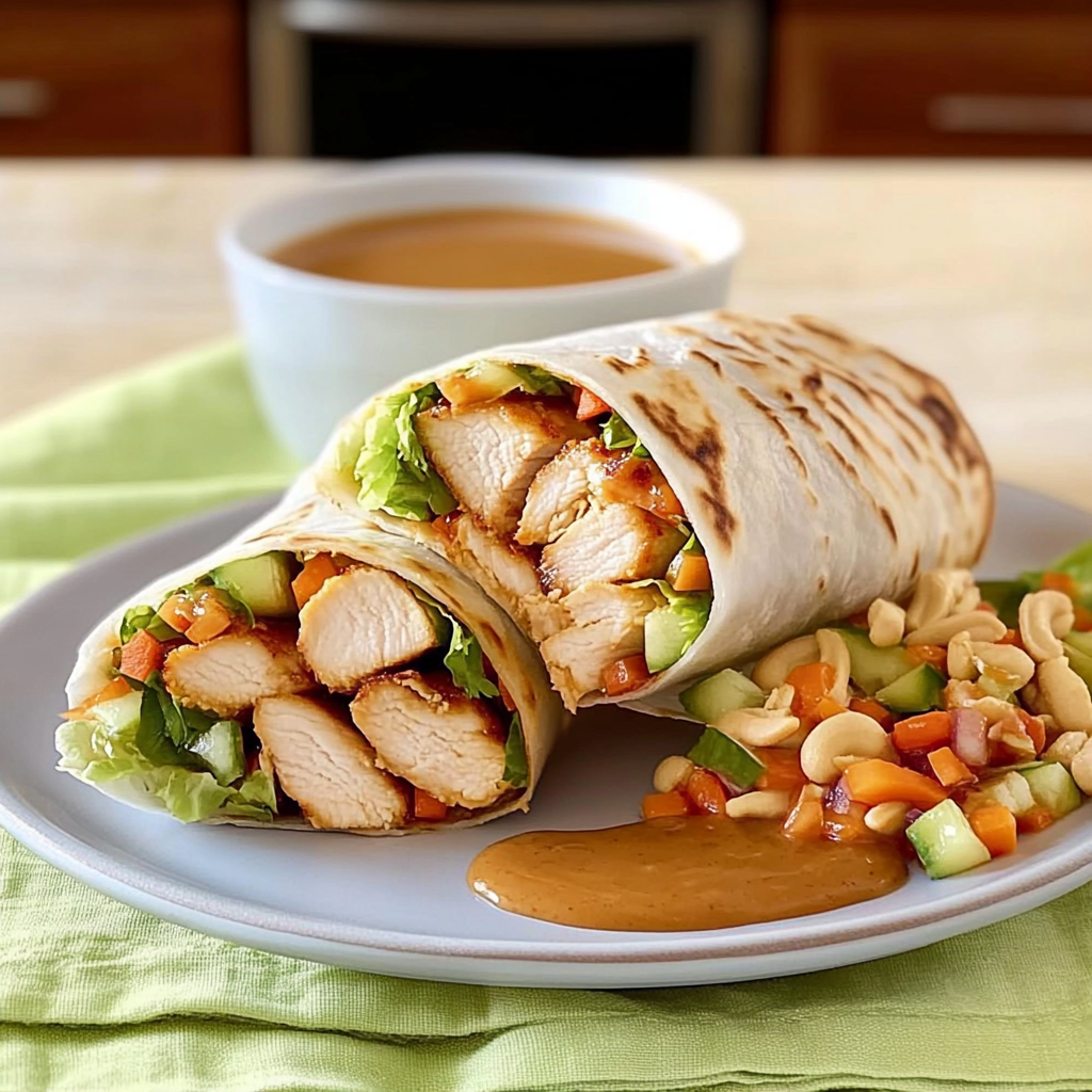 Recipe preparation for Thai Peanut Chicken Wraps