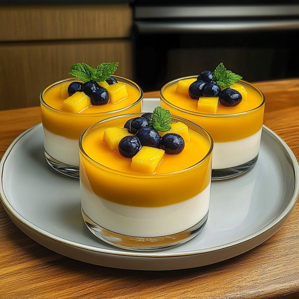 Recipe preparation for Tropical Mango Panna Cotta