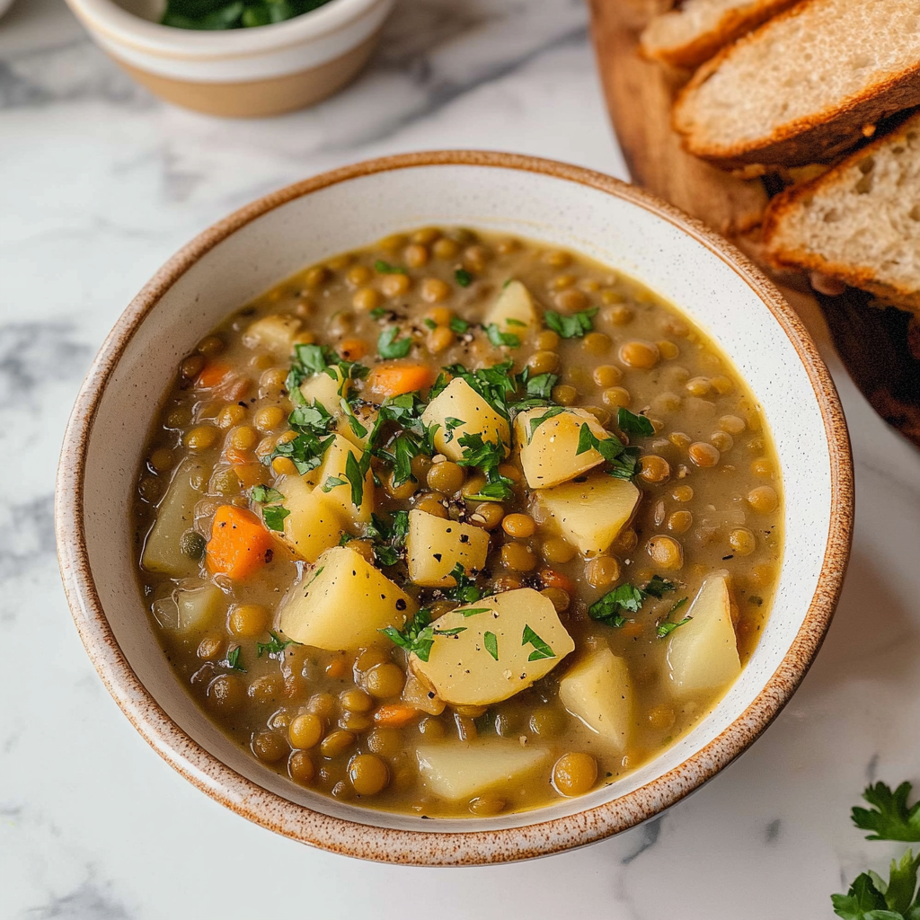 Recipe preparation for Lentil Potato Soup
