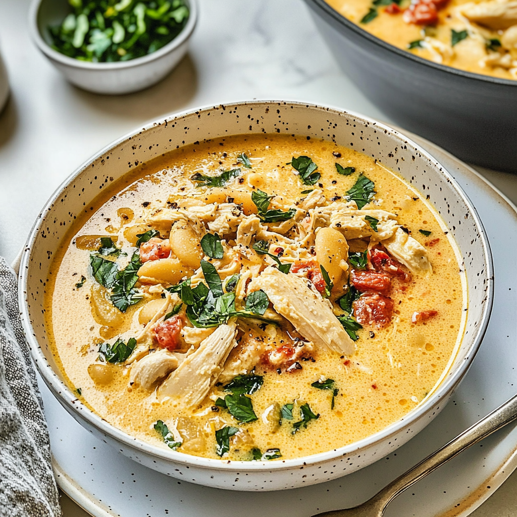 Recipe preparation for Creamy Marry Me Chicken Soup