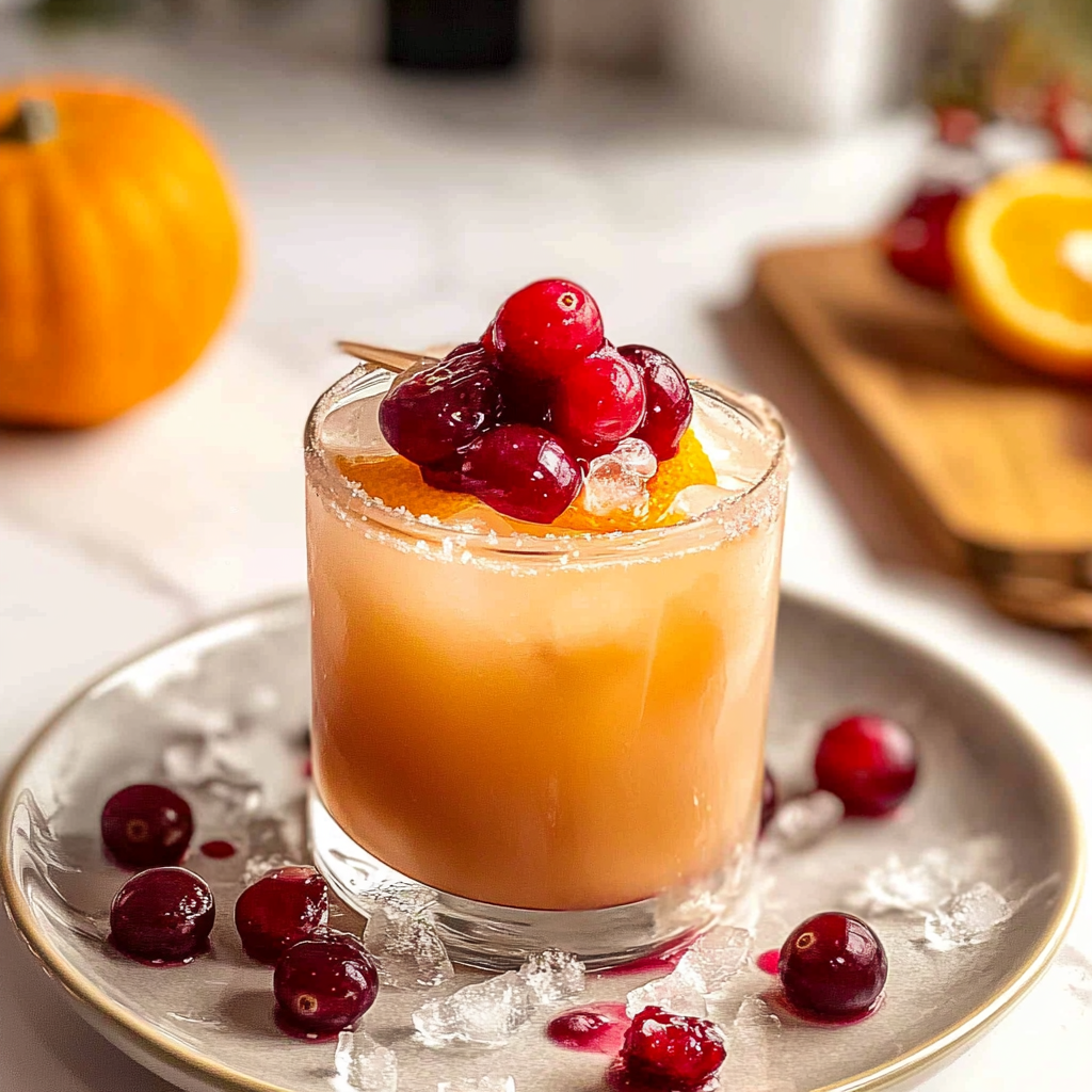 Recipe preparation for Cranberry Orange Sour Thanksgiving Cocktail
