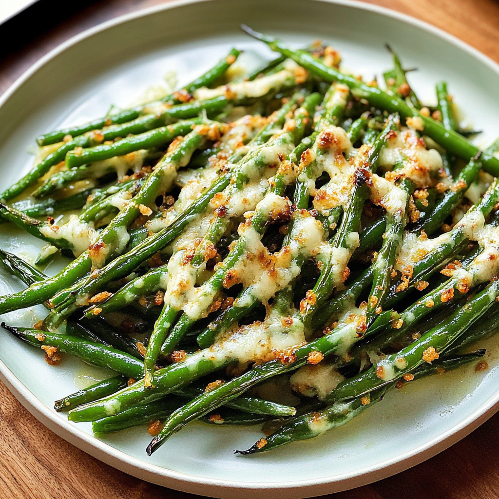 Recipe preparation for Roasted Parmesan Green Beans