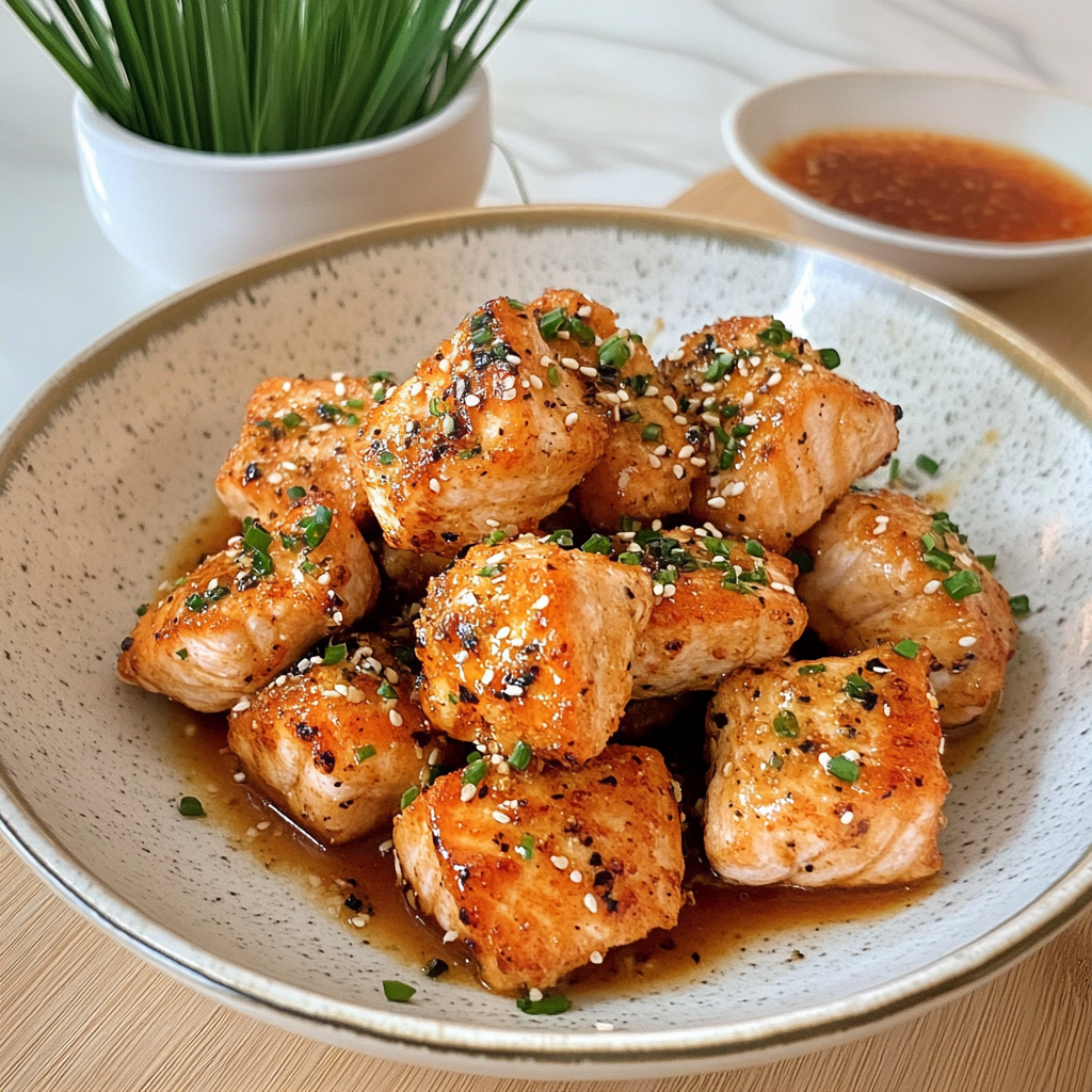 Recipe preparation for Crispy Bang Bang Salmon Bites