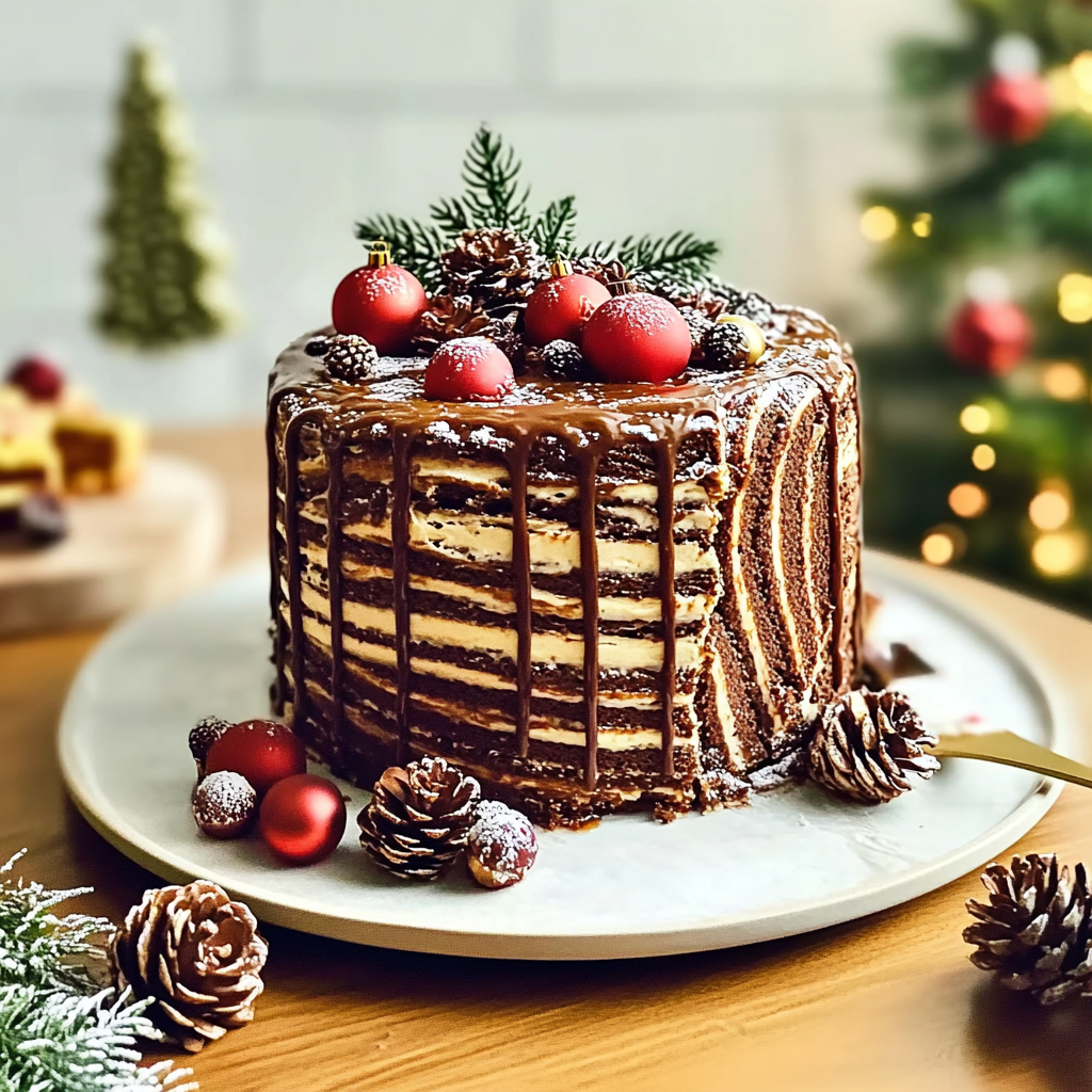 Recipe preparation for Delicious Christmas Yule Log Sheet Cake