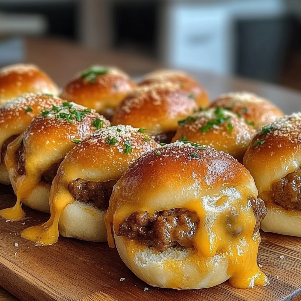 Recipe preparation for Garlic Parmesan Cheeseburger Bombs