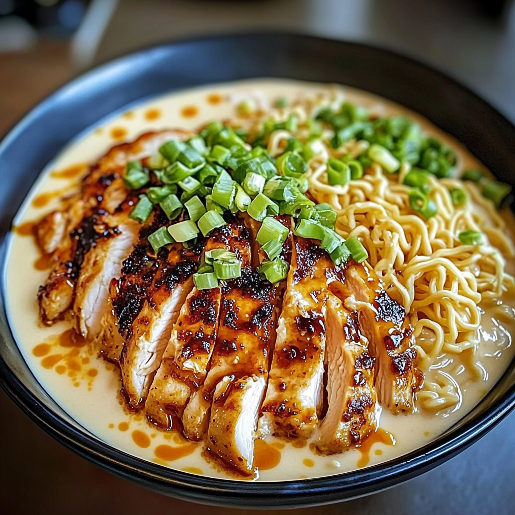 Recipe preparation for Fiery Chicken Ramen with Creamy Garlic Sauce