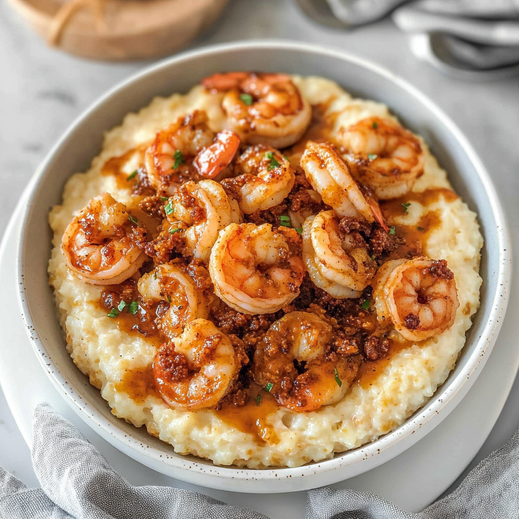 Recipe preparation for 30 minute Cajun Shrimp and Grits Bowls