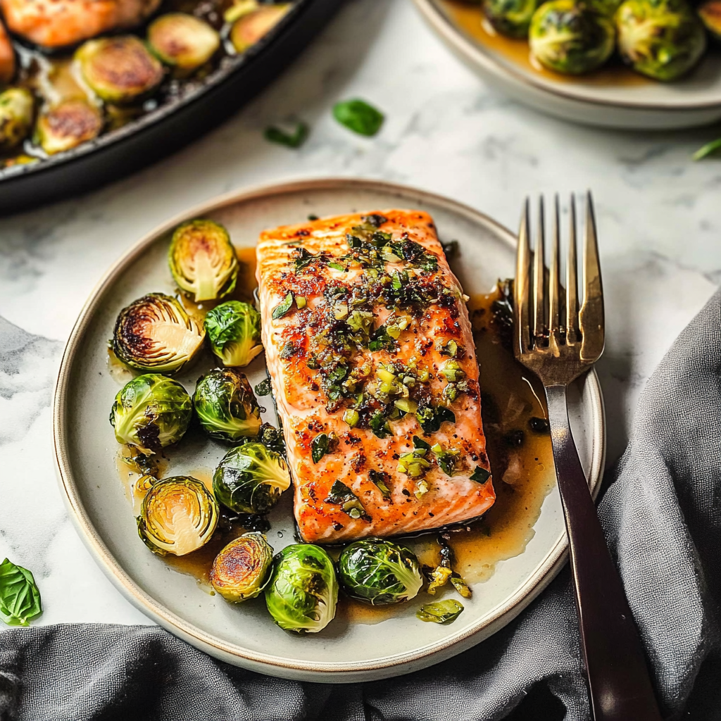 Recipe preparation for sheet-pan salmon with brussels sprouts