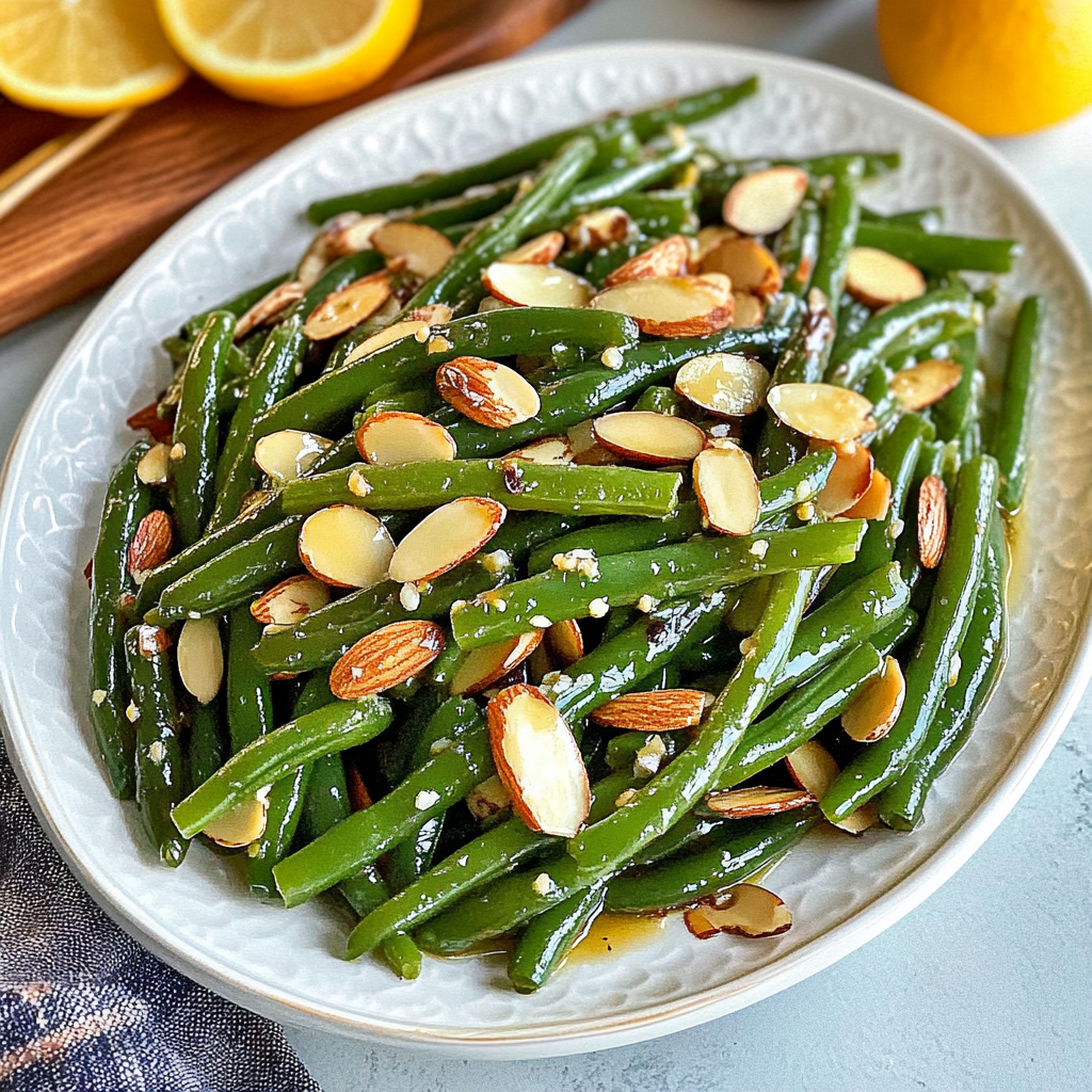 Recipe preparation for green bean almondine