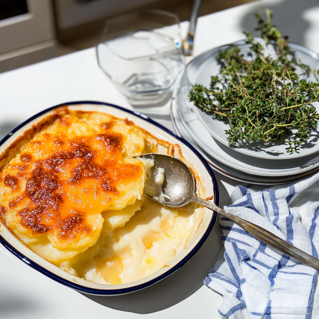 Recipe preparation for cheesy scalloped potatoes