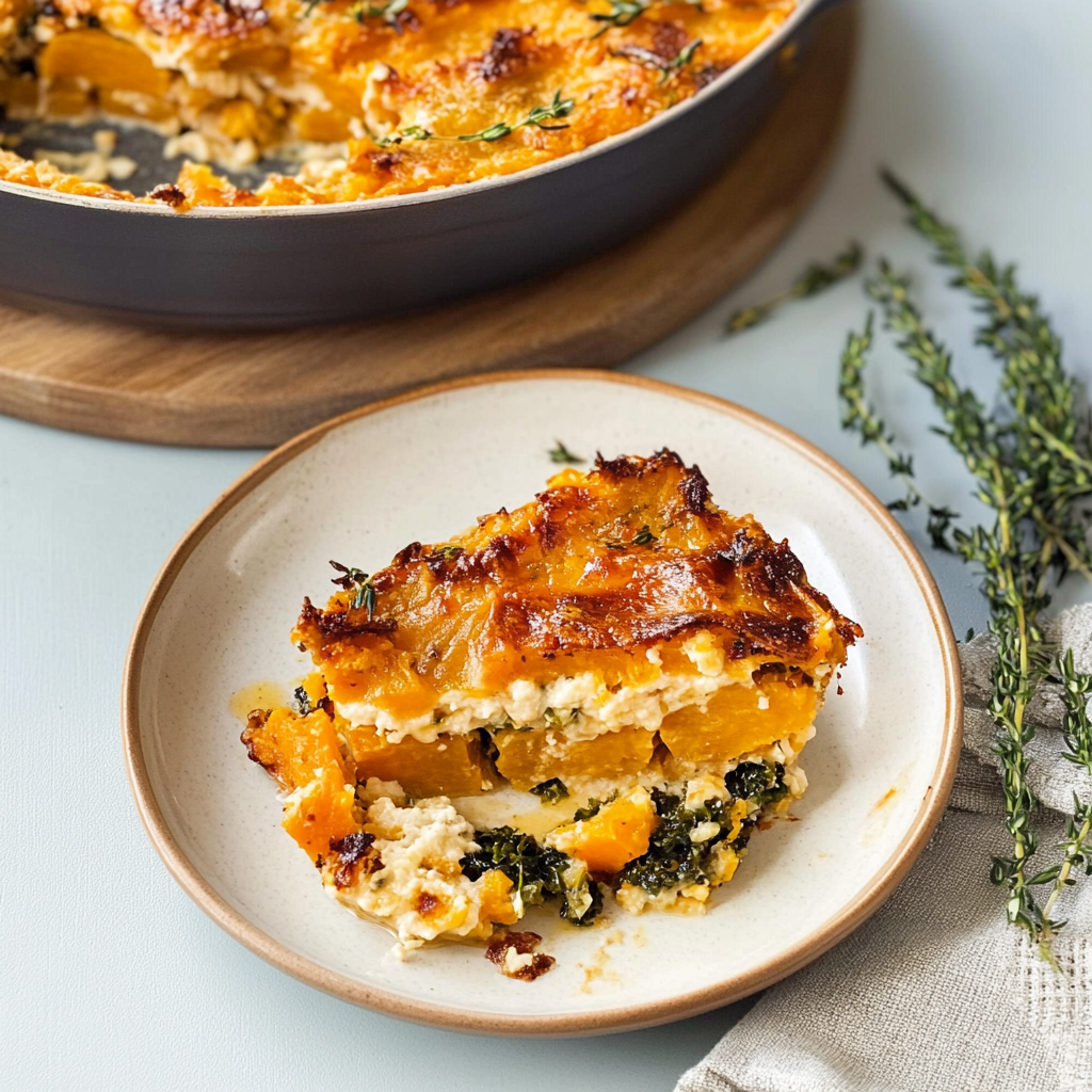 Recipe preparation for sweet potato and kale gratin