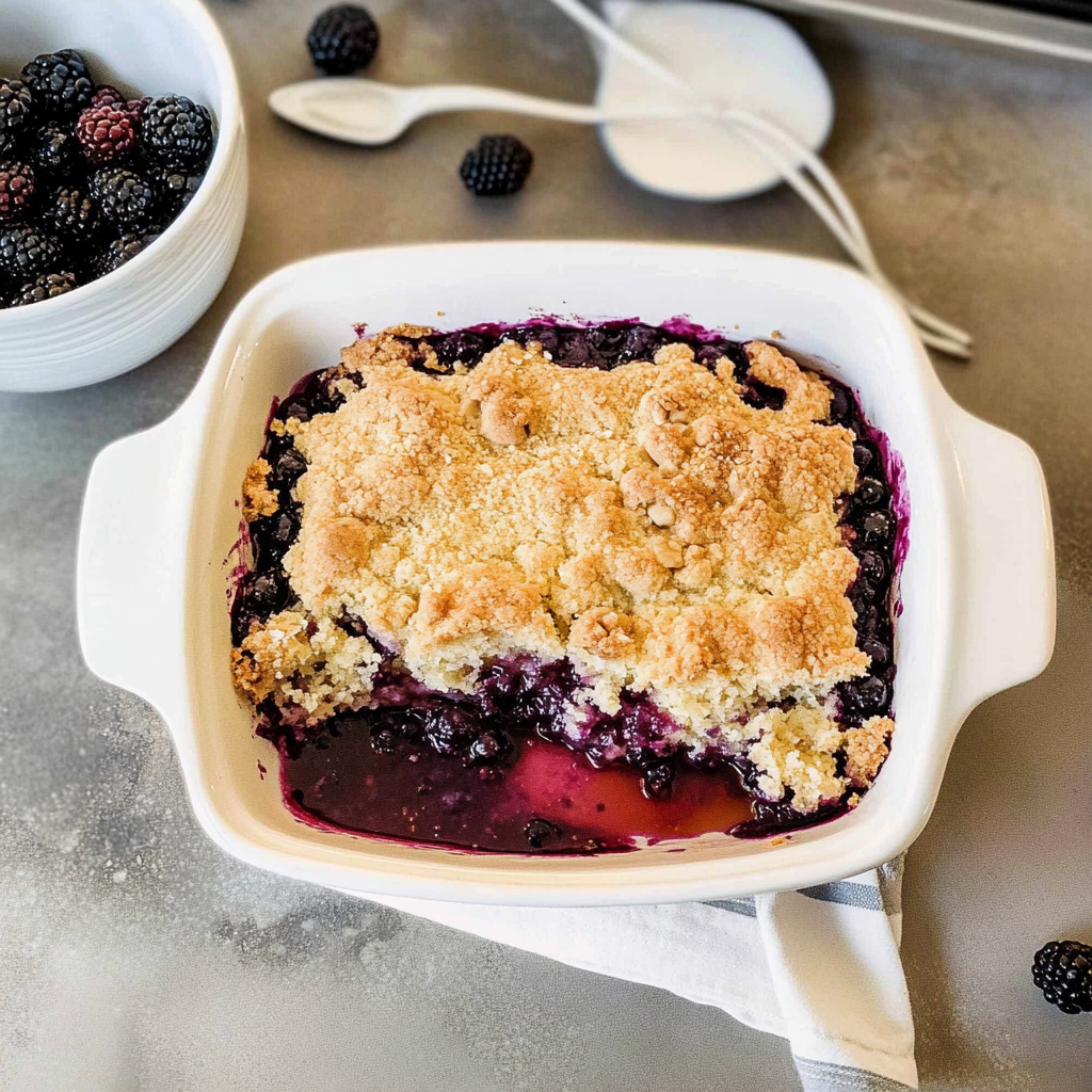 Recipe preparation for Blackberry Cobbler Dump Cake