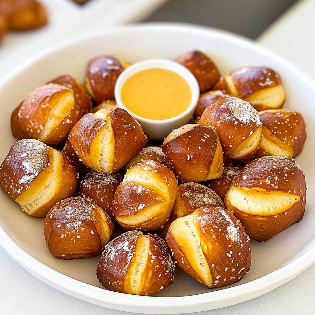 Recipe preparation for Soft homemade pretzel bites
