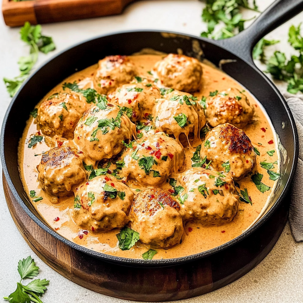 Recipe preparation for Creamy Marry me chicken meatballs