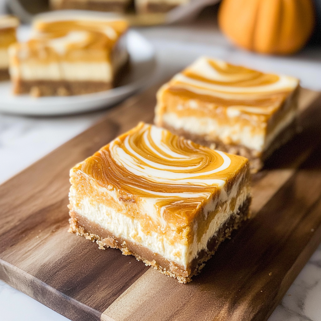 Recipe preparation for Swirled Pumpkin Cheesecake Bars