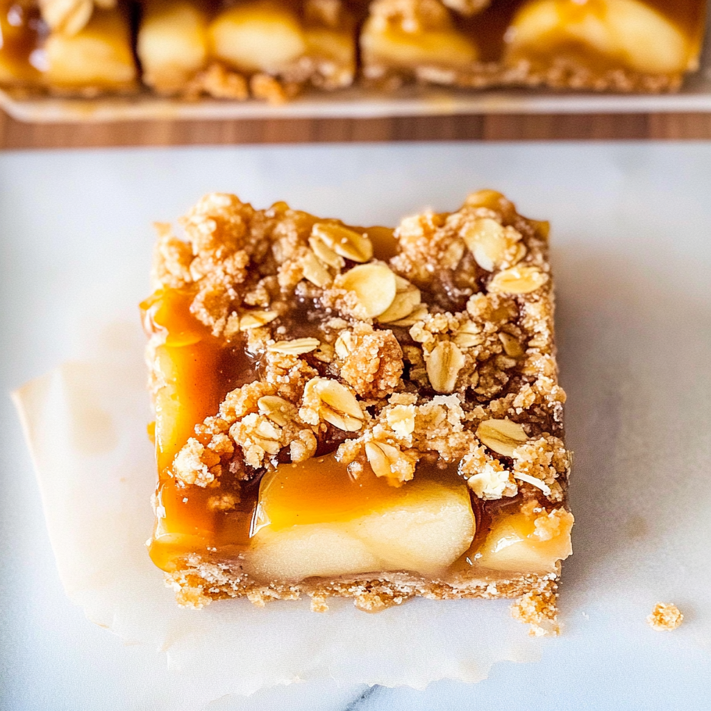 Recipe preparation for Caramel Apple Crisp Bars