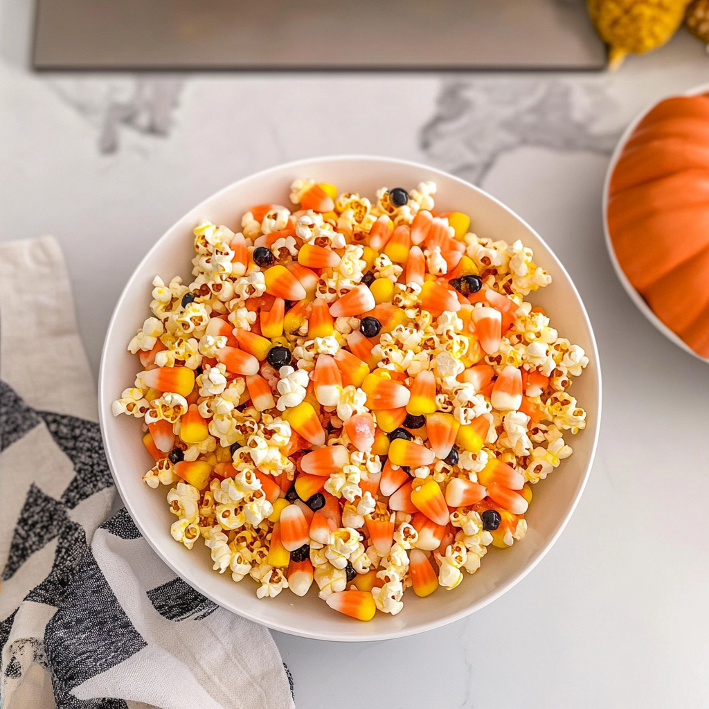 Recipe preparation for Candy Corn Popcorn