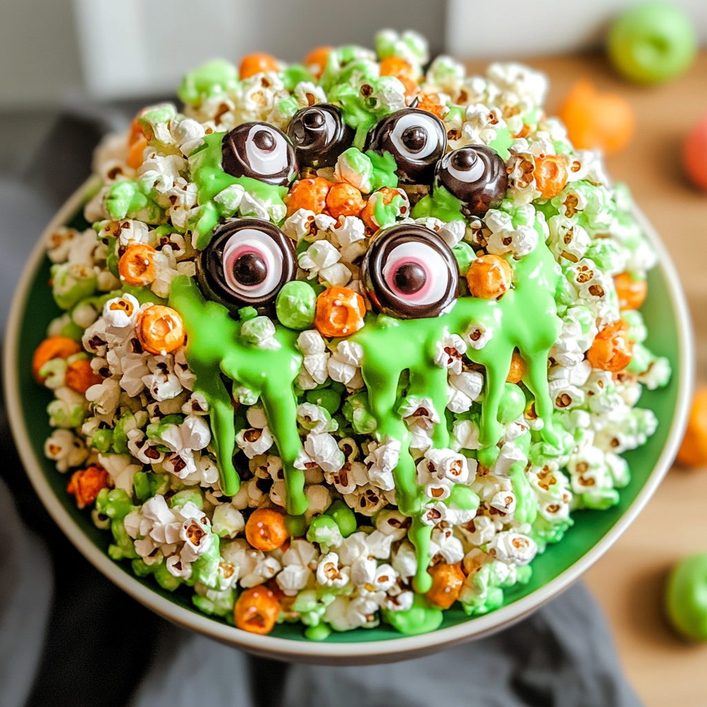 Recipe preparation for Frankenstein Popcorn