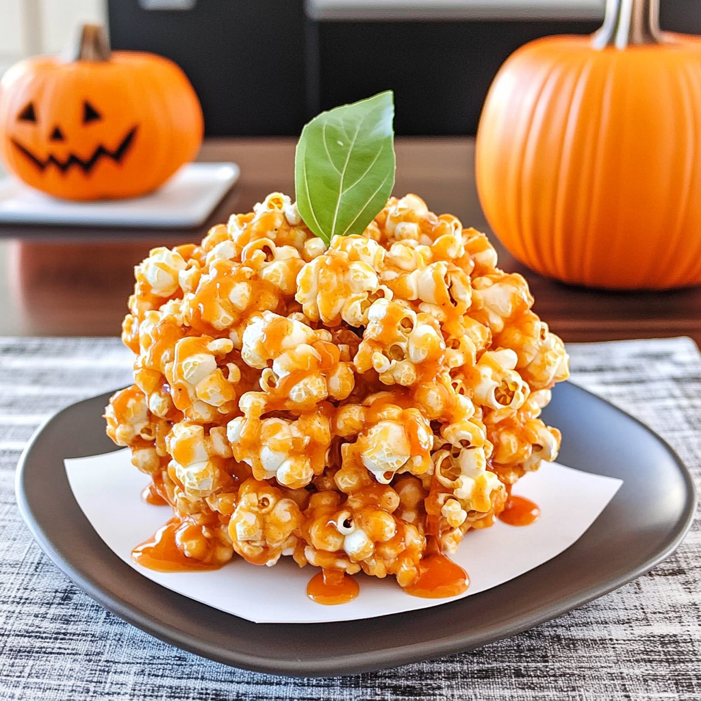 Recipe preparation for Jack-O’-Lantern Popcorn Balls