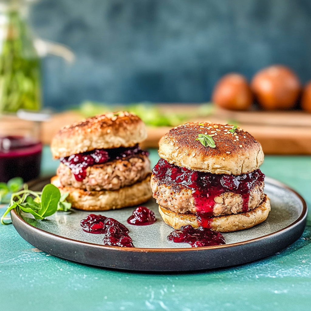 Recipe preparation for 30 minute Cranberry-Walnut Turkey Burgers