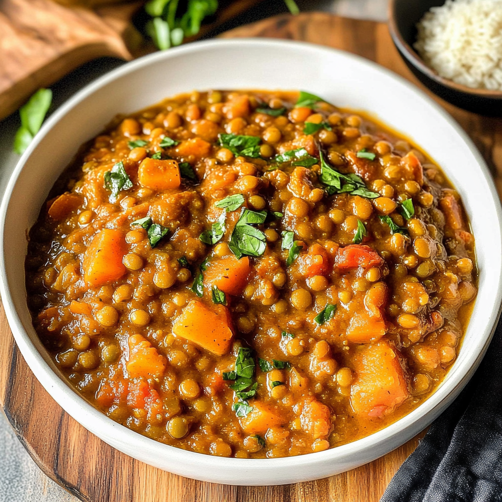 Recipe preparation for Moroccan Lentil & Apricot Stew