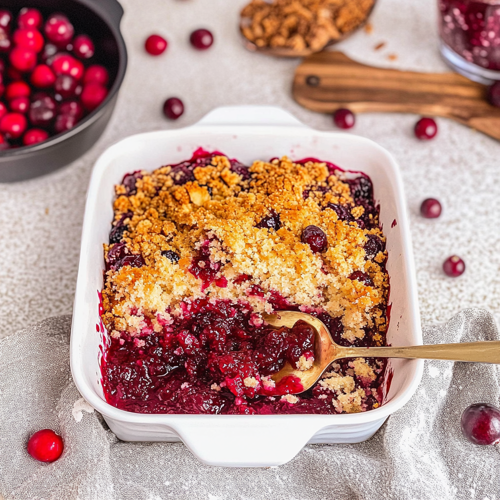 Recipe preparation for Cranberry Dump Cake