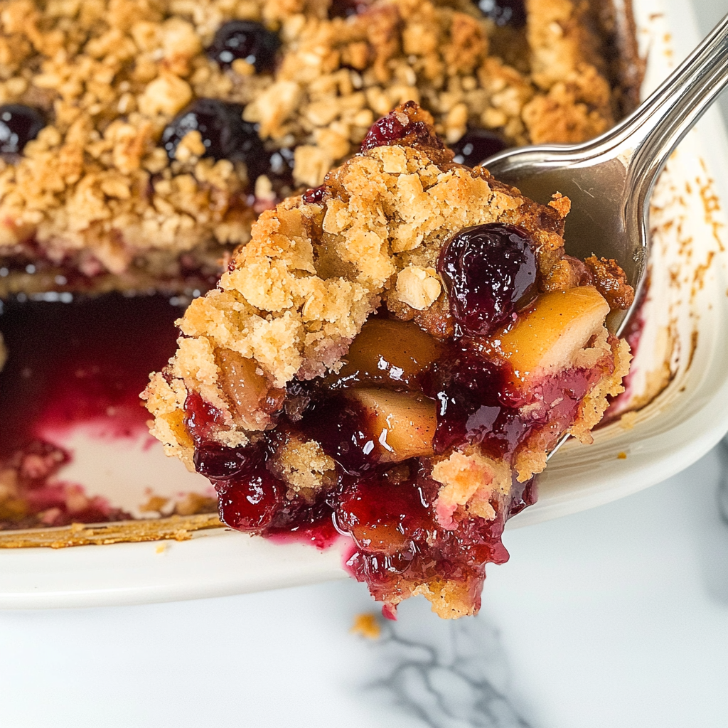 Recipe preparation for Apple Cranberry Christmas Dump Cake