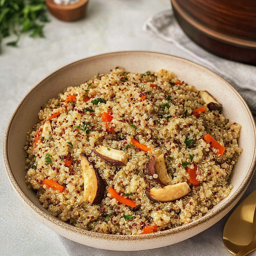 Recipe preparation for Instant Pot Holiday Herb Quinoa Pilaf