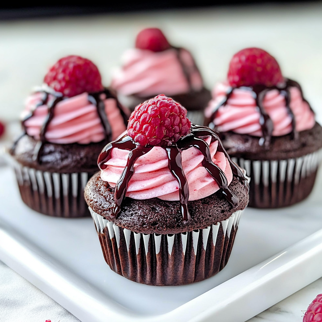Recipe preparation for Molten Raspberry Chocolate Cupcakes