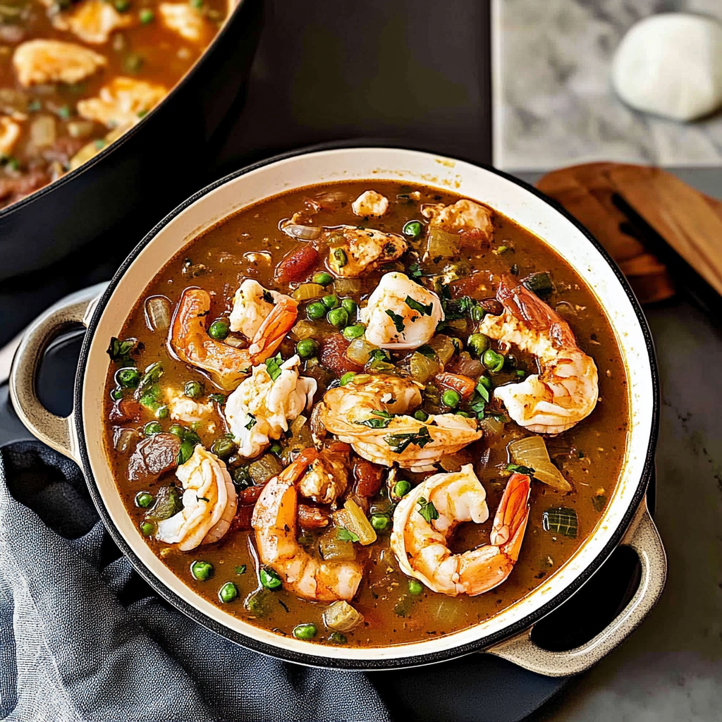 Recipe preparation for Louisiana Seafood Gumbo