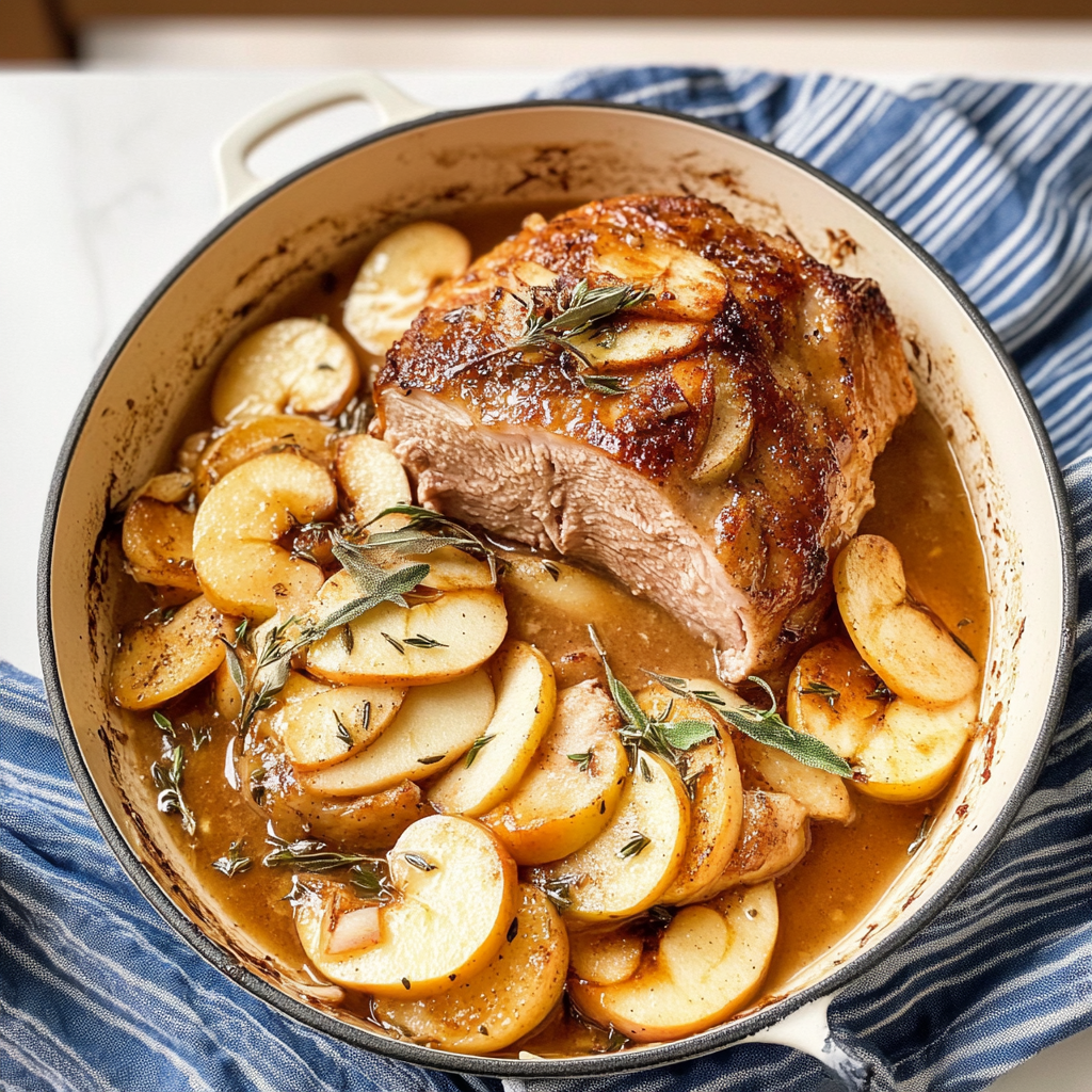 Recipe preparation for Cinnamon Apple Pork Roast with Sage