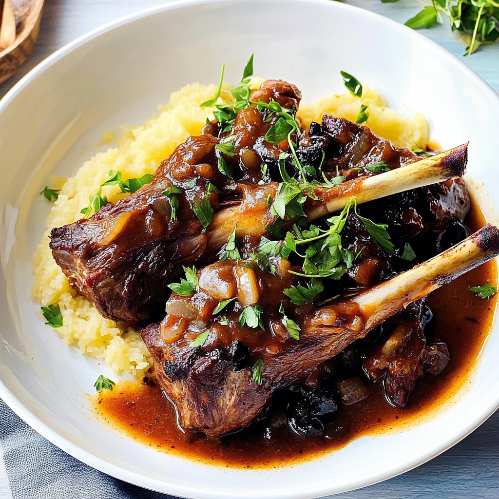 Recipe preparation for Slow-Cooked Lamb Shanks