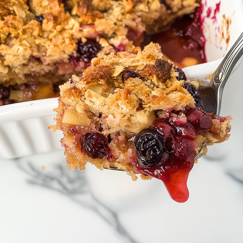 Recipe preparation for Apple Cranberry Christmas Dump Cake