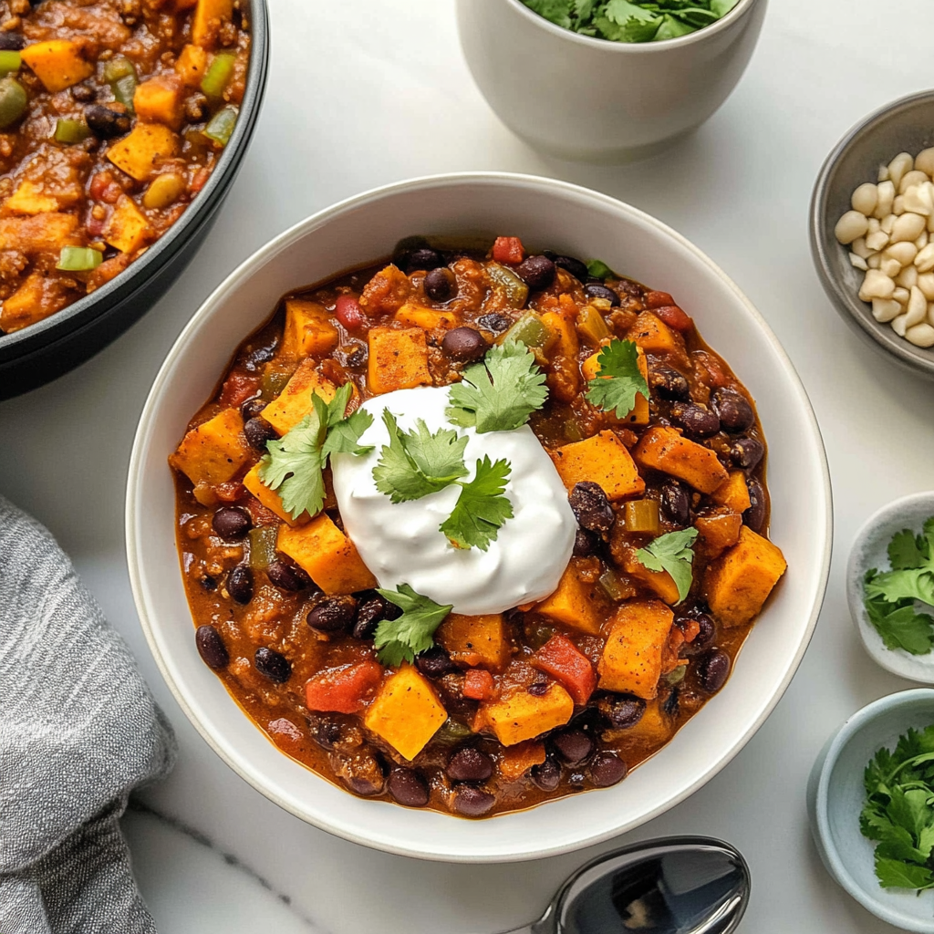 Recipe preparation for Instant Pot Chipotle Sweet Potato Black Bean Chili