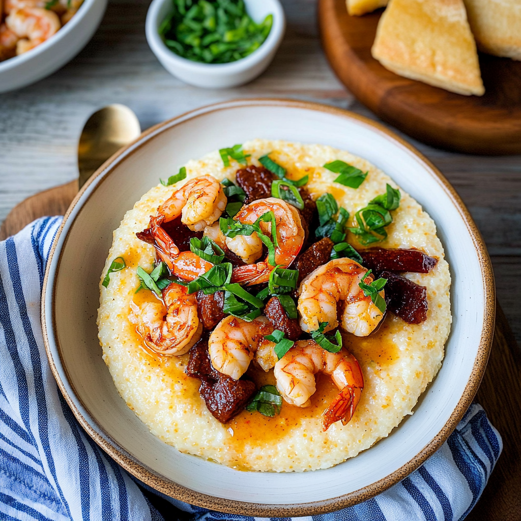 Recipe preparation for 30 minute Cajun Shrimp and Grits Bowls