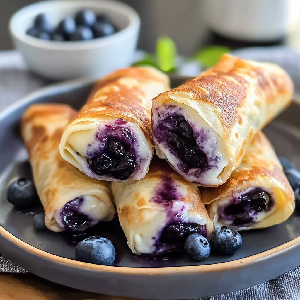 Recipe preparation for Blueberry Cream Cheese Egg Rolls