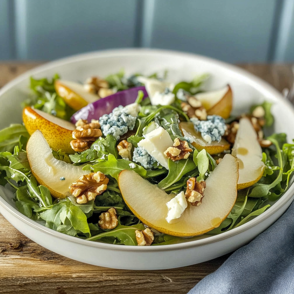 Recipe preparation for Pear & Walnut Salad with Blue Cheese