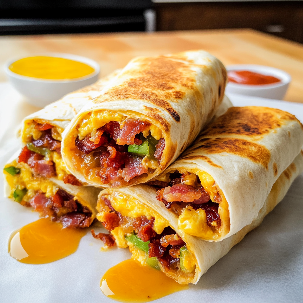 Recipe preparation for Bite-Sizede Bacon Breakfast Burritos