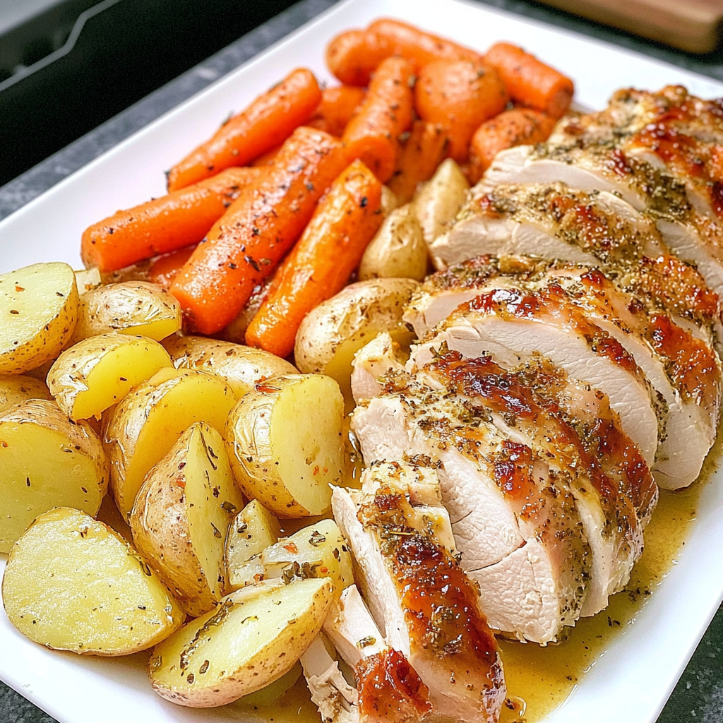 Recipe preparation for Sheet Pan Christmas Dinner (Turkey, Potatoes, Carrots)