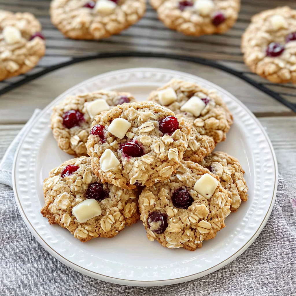 Recipe preparation for White Chocolate Cranberry Oatmeal Cookies