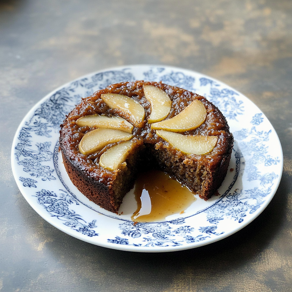 Recipe preparation for Gingerbread Pear Dump Cake