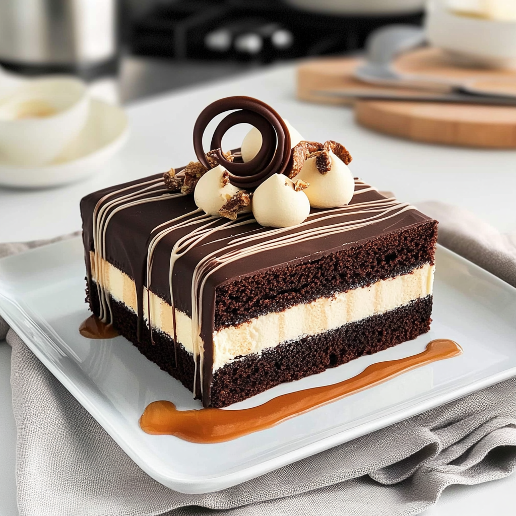 Recipe preparation for Tuxedo Bar Cake