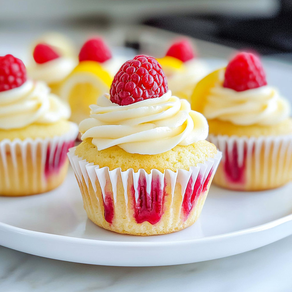 Recipe preparation for Lemon Raspberry Cupcakes