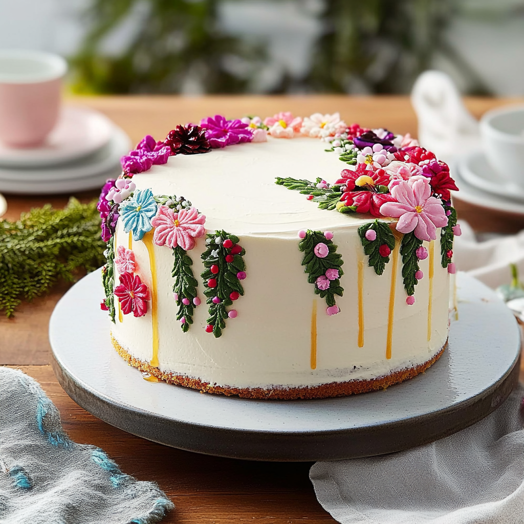 Recipe preparation for Christmas Floral Cake