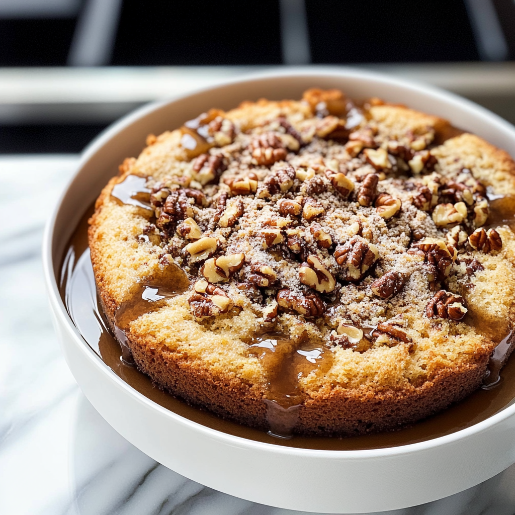 Recipe preparation for coconut-pecan coffee cake