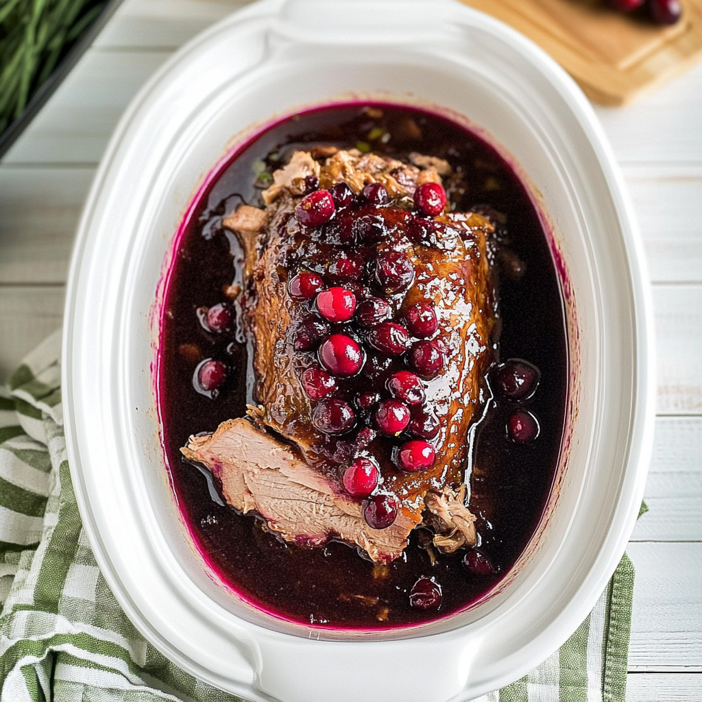 Recipe preparation for Slow Cooker Cranberry Pork Loin