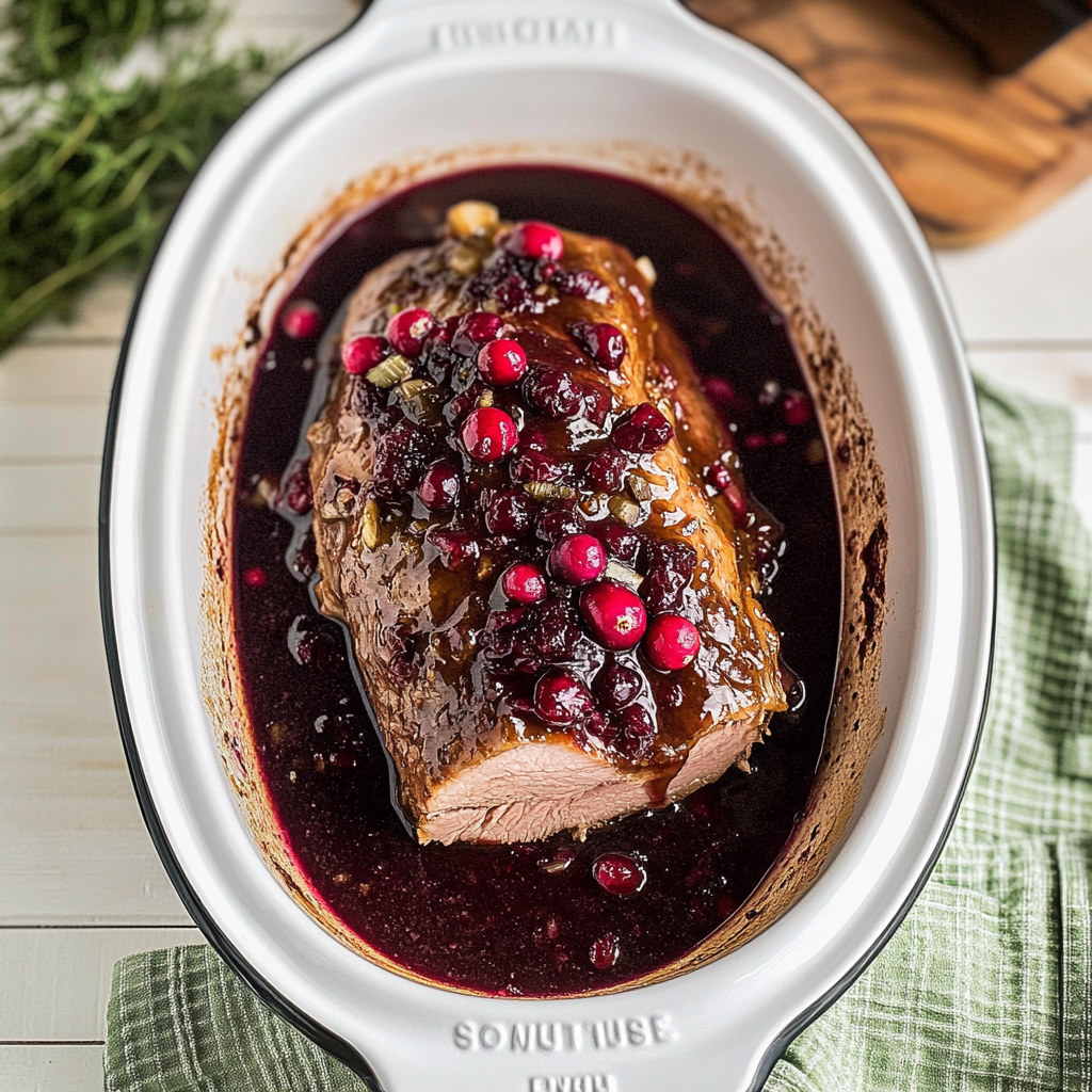 Recipe preparation for Slow Cooker Cranberry Pork Loin