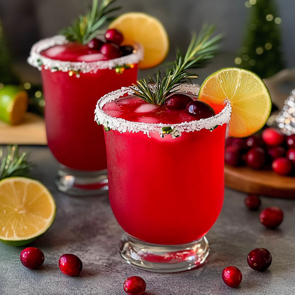 Recipe preparation for cranberry Christmas Margaritas