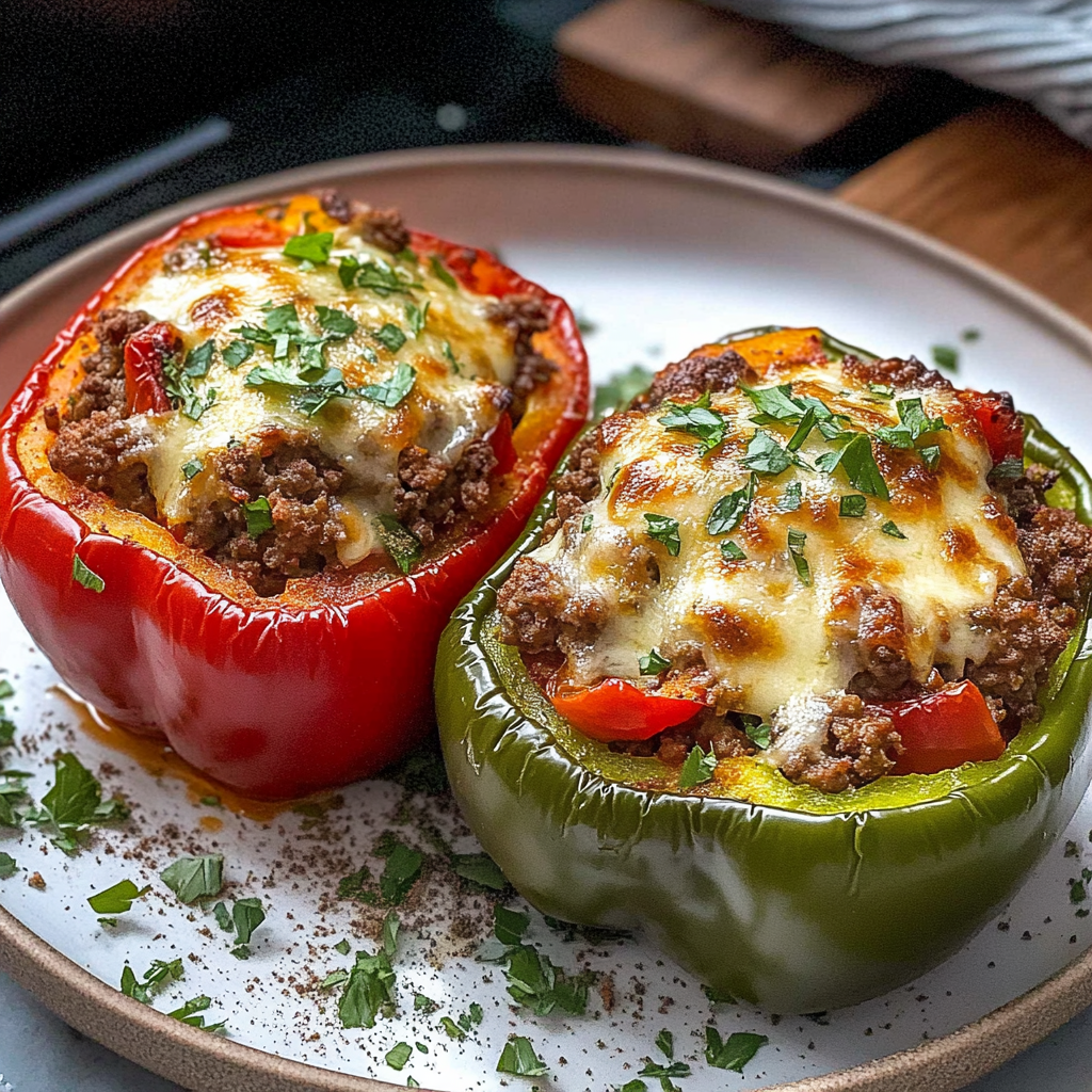 Recipe preparation for Ground Chicken Stuffed Peppers