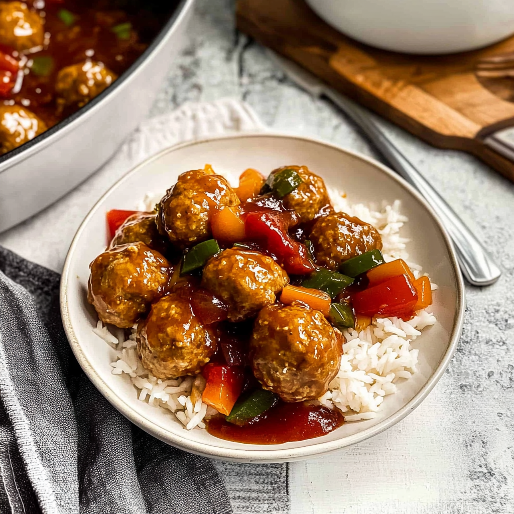 Recipe preparation for Baked Sweet and Sour Meatballs